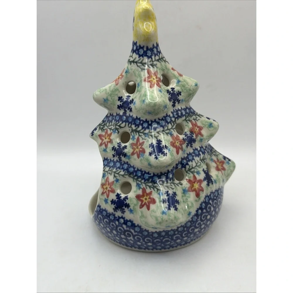 Unikat Polish Pottery Christmas Tree Votive 8.5